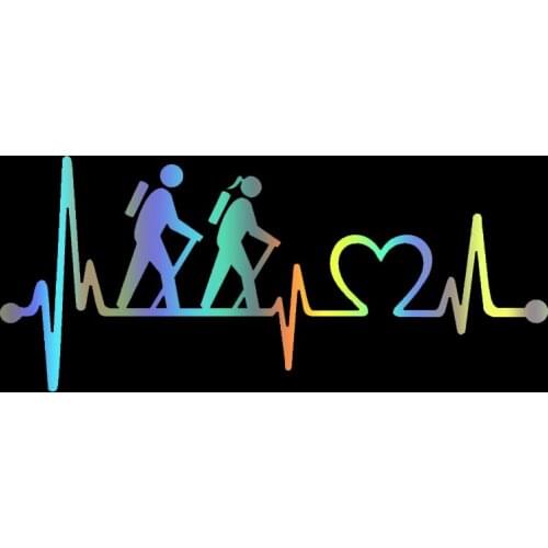 S51940 Various Sizes/Colors Car Stickers Vinyl Decal Hiking Hiker Couple Heartbeat Motorcycle Decorative Accessories Waterproof
