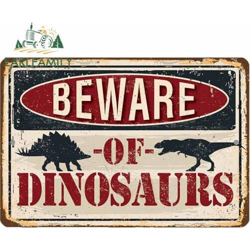 EARLFAMILY 13cm x 11cm for Metal Sign-Beware of Dinosaurs Funny Car Stickers DIY Car Styling Sun Protection Decals