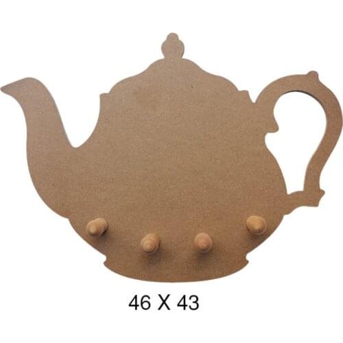 F746 Teapot Robe Hook, Unpainted Raw Wood Mdf Key Chain