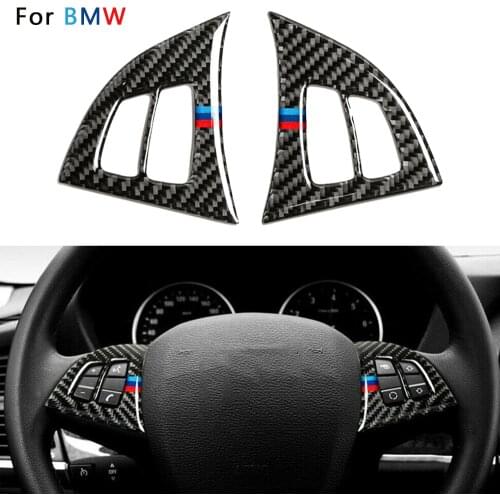 For BMW X5 E70 08-13 Carbon Fiber Steering Wheel Button Panel Cover Trim Sticker Accessories Car Styling Quick delivery