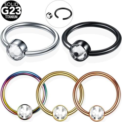 1PC 16G G23 Titanium Septum Piercing Nose Ring Daith Piercings CBR with Flat Gem Ball CBR Labret Lip Rings Body Jewelry Piercing