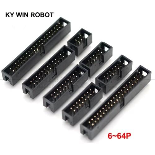 10PCS DC3 6P 8P 10P 14P 16P 20P 26P 30P 34P 40P 50P 64P 2.54mm Socket Header Connector ISP Male Double-spaced Straight IDC JTAG