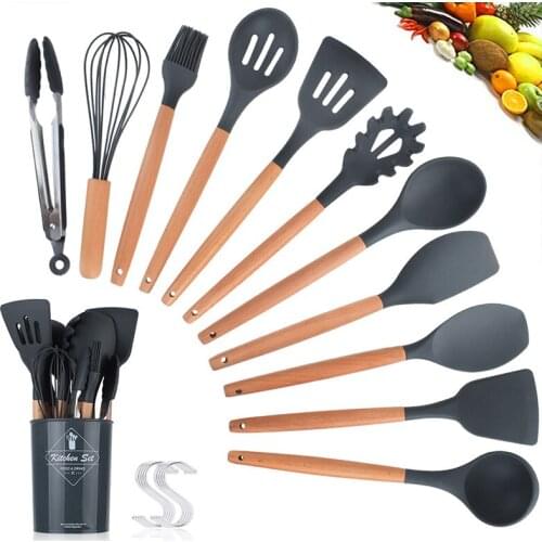 Kitchen Utensils Kitchenware Wood Handle Silica Gel Kitchenware 11 Piece Set 9 Piece Set Kitchen Tool Scoop Set