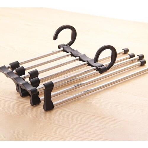 Hot Sale Fashion 5 in 1 Pant Scarf Rack Shelves Stainless Steel Clothes Hangers Multi-functional Wardrobe Storage Items for Home