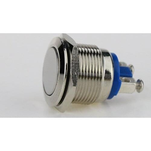 19 mm flat head metal button switch reset button doorbell screw waterproof copper plated nickel