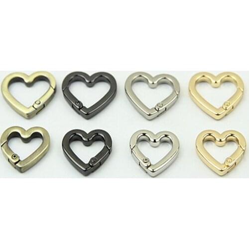 1pcs Metal Heart Shape Ring Openable Keyring Leather Craft Bag Belt Strap Buckle Trigger Snap Clasp Clip Connector Accessory