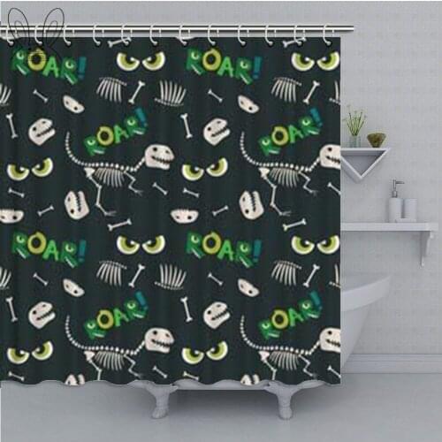 Cute Funny Kids Dinosaurs Pattern Shower Curtain Bath Curtains for Bathroom Bathtub Colorful Dino Bath Decor Sets