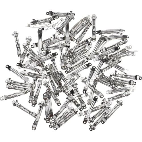 Fashion 50Pcs Silver French Barrettes Hair Clip Design Hair Bow Craft Accessories for Women Girls Pet Dogs