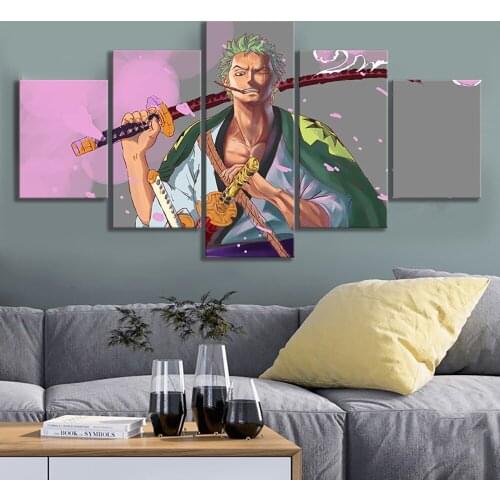 Modular Canvas Painting Home Decor ONE PIECE Zoro Anime Cartoon Pictures 5 Set Modern Printed Poster For Living Room Wall Art