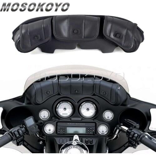 Motorcycle 3 Pocket Fairing Pouch Windshield Bag for Harley Electra Street Glide Touring 1996-2013