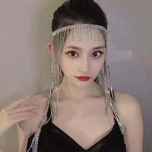 New fashion long tassel Rhine Stone Jewelry for womens sparkling crystal wedding band sweet romantic Bridal Headband jewelry