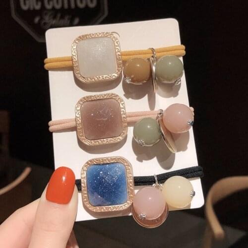 New Hair Tie Korea Dongdaemun Head Rope Feminine Starry Sky Jelly Bead Hair Accessories Bold Rubber Band Temperament Hair Rope