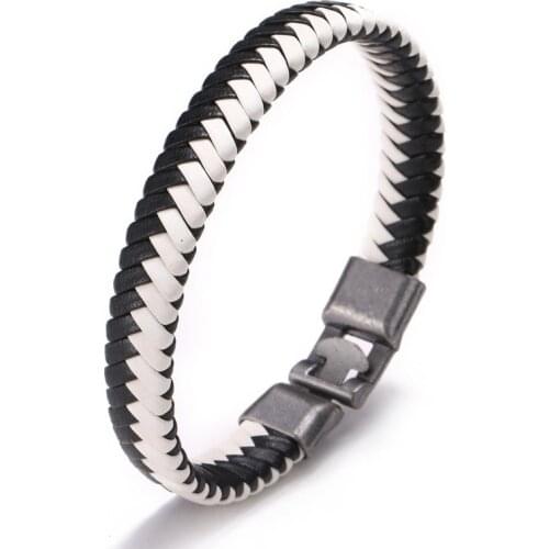 Charm Knitted Leather Bracelet Multicolor Pattern Alloy Invisible Buckle Ladies Bracelet Jewelry