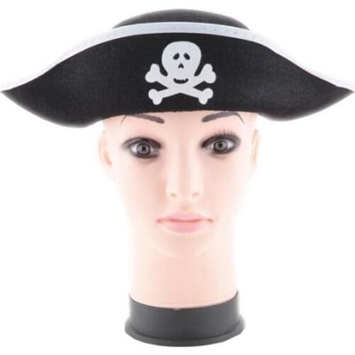 Pirate Captain Hat Skull & Crossbone Design Cap Costume for Fancy Dress Party Halloween Polyester 2021 Cos Prop