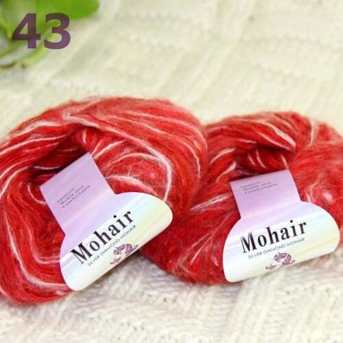 Sale New 2BallsX25g Luxury Soft Mohair Warm Wrap Shawl Hand Knit Crochet Yarn 291-43 Red White Multi