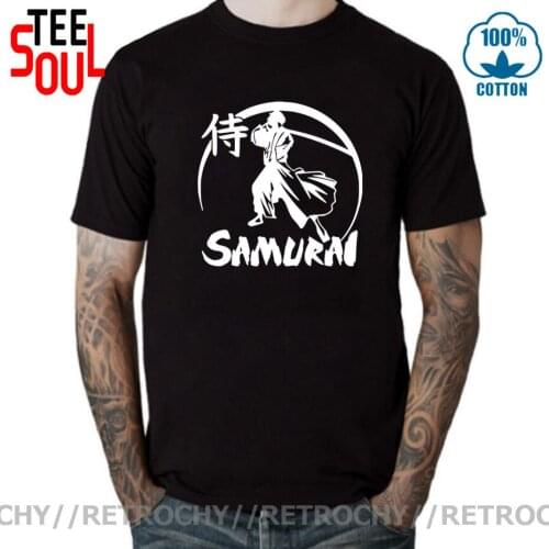 Retrochy Japan Samurai Warrior T shirt men Cool Fashion Samurai Fighting Ninja Soldier T-shirt Japanese Bushido Spirit Tee shirt