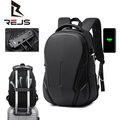 Rejs Langt Fashion Hard Shell Backpack Men Fit 15.6 Inch Laptop Backpacks with Charging Anti-Theft Waterproof Travel Bag Mochila