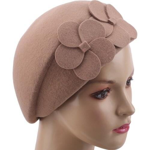 Wool Beret Winter Berets Women Felt French Beret Winter Felt Beanie Fedora Hat Beanie With Flower Winter 2021 New