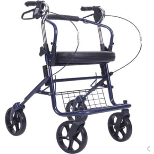 Folding Portable Shopping Cart High-grade Stainless Steel Trolley Shopping Cart Four Wheeled Rolling Shopping Cart for old man