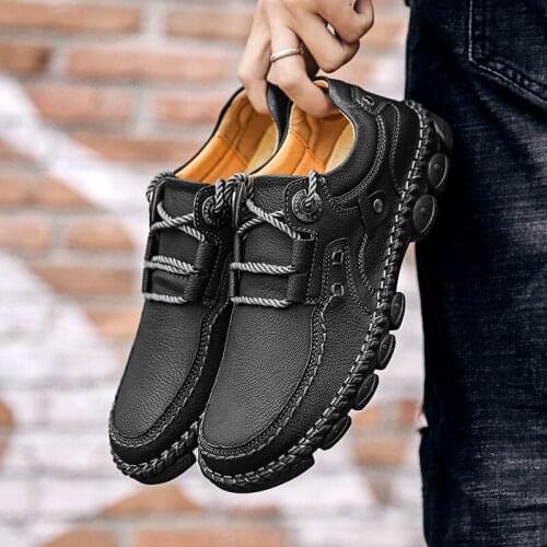 Handmade Mens Casual Shoes Men Leather Loafers Flat Handmade Breathable Fashion Mens Sneakers Moccasins Designer Big Size Shoe