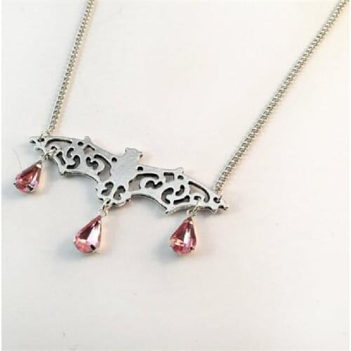 Gothic Bat Necklace on Silver Plated Chain Pastel Goth Gift Pendant Creativity Statement Punk Jewelry Fashion Man Women New