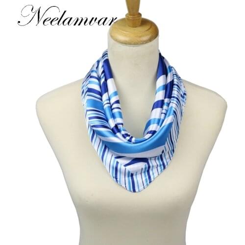 Office Ladies Women Mini silk scarf Satin Square Scarf Neckerchief Neck Scarves stripe Silk Handkerchief Clothing accessories
