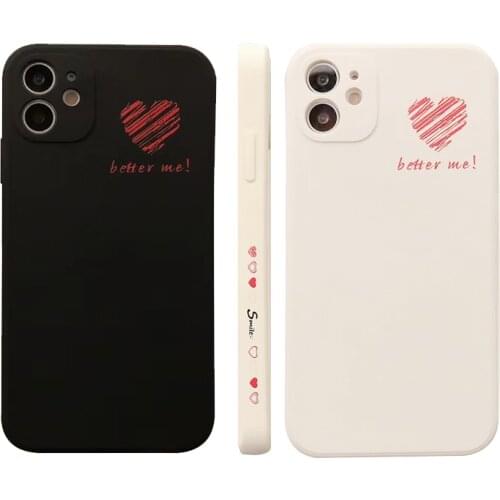 Liquid silicone Heart Matte Soft Case For iphone 12 11 Pro Max 12Mini X XS MAX XR SE 2020 7 8 Plus Skin feels Phone Cover Shell