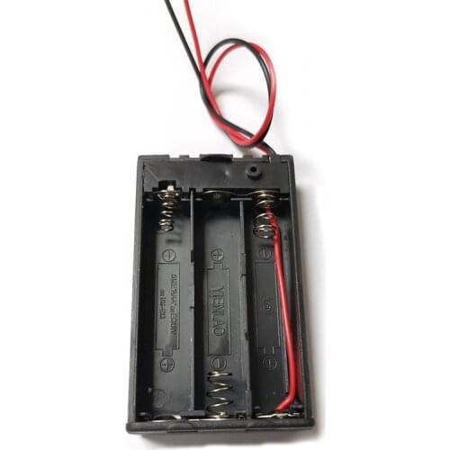 1Pcs/lot Plastic 3 AAA Battery Case Holder Storage Plastic Box Battery Spring Clip Black Red Wire Leads with Cover Switch