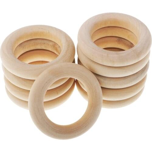 10 Pieces 58mm Baby Natural Teething Rings Wooden Loop for DIY Necklace Bracelet Crafts