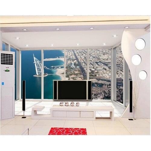 3d landscape wallpaper 3d wallpaper Dubai hotel balcony views photo wall murals wallpaper mural 3d wallpaper