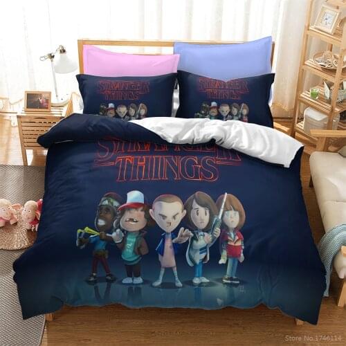 3D Printed Cute Cartoon Stranger Things Duvet Cover Set Twin Full Queen King Size Bedding Set Comforter Cover Set for Kids Boys