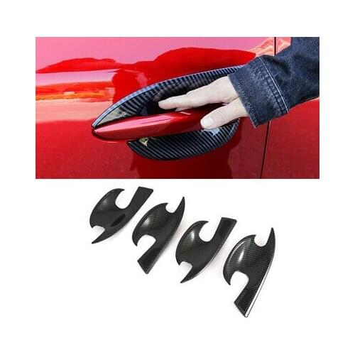 4* Accessories Carbon Fiber Door Handle Bowl Cover Trim for Mazda3 Mazda 3 19-20