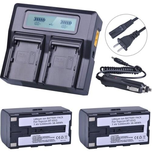 4Pc 7.4V 5200mAh BT 65Q BT65Q Li-Ion Battery for Topcon GTS 900 and GPT 9000 Total Station