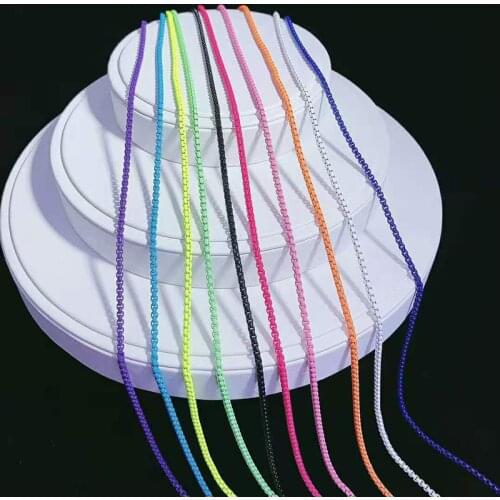 5PCS, Charming Dainty Enamelled Chain Necklace, Box Chain Choker Necklace, Enamel Pop Chain, Minimalist Fine Necklace For gift