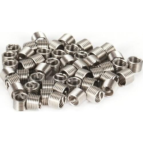 50PCS Threaded Inserts M6 1.0 1.5D Stainless Steel Wire Helicoil Fasteners Hardware Repair Tools Screw Sleeve Set