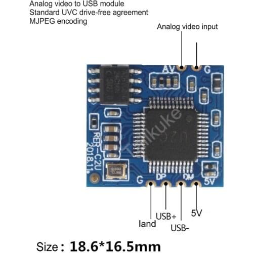 Analog AV Video to Digital USB Camera Module CVBS to USB Chip UVC Drive-free Android Linux