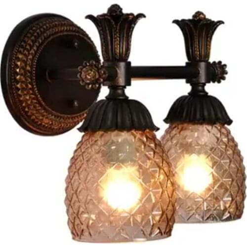 Free shipping vintage wall lamps Bathroom Light rustic retro Sconces Lighting iron American bedroom bedside lamp