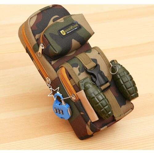 Portable Oxford Camouflage Mens Pants Kawaii Stationery Large Pencil Case Pen Holder School Supplies With Lock Combination