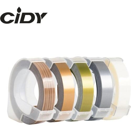 CIDY 5 roll Mixed Color Compatible DYMO 3D Plastic Embossing Xpress Labels 9mm*3m for DYMO 1610/1575 Embossing Label Maker