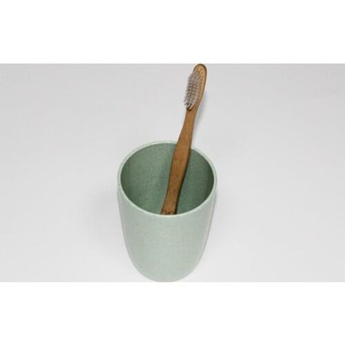 Eco-Friendly Bathroom Accessories Set Include Adult Tooth Brush Holder Wheat Straw Readily Drinking Cup And Bamboo Toothbrush