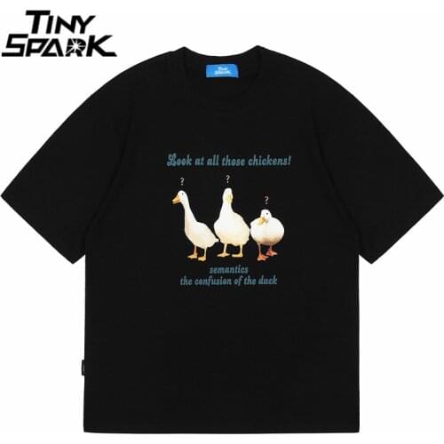 Hip Hop Streetwear Harajuku T-Shirt Funny Ducks Letter Printed Tshirt Men Summer Casual Cotton Short Sleeve T Shirt Tops Tees