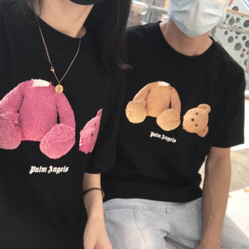 Palm Angels guillotine bear short-sleeved men and women hip-hop high street loose Teddy bear print T-shirt 1564513215
