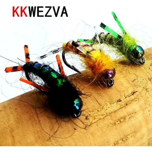 KKWEZVA 18PCS fly fishing lure #8 Black hooks Bright Skin Material Nymph Spinner Fly Insect Bait Trout Fly Fishing Flies