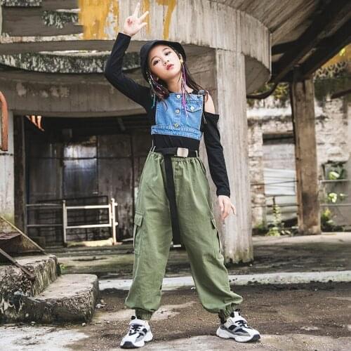 Girls Jazz Dance Costumes Children Hip-Hop Dancing Clothing Hiphop Pants Ballroom Dancing Dress Performance Stage Wear SL2375