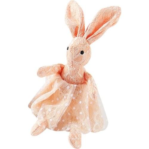 Lace wedding plush rabbit keychain pendant cute bunny doll creative bouquet accessories doll toy wedding throwing gifts