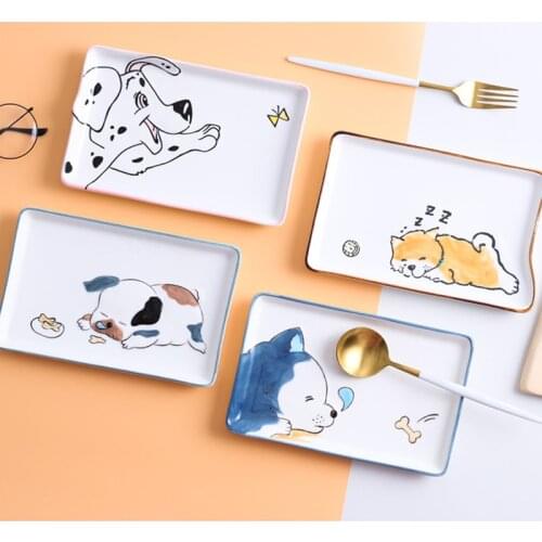 Cartoon Dinner Plate Large Round Household Ceramic Plate Animal Plate Creative Cute Snack Plate Steak Plate for Children