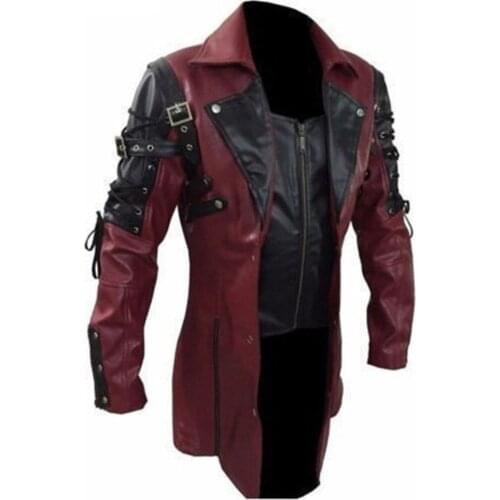 Mens Leather Biker Jacket Long Coat Winter Plus Size 4XL 5XL Men Moto Faux Leather Casual Motorcyle Jacket for Men