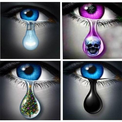 4pcs Diy diamond painting cartoon eye light bulb skull Christmas tree picture mosaic embroidery cross stitch Home DecorZP-2399