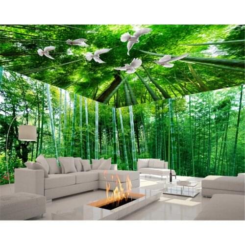 Beibehang Customized large ceiling mural wallpaper 3D original fresh bamboo forest scenery natural landscape photo wallpaper