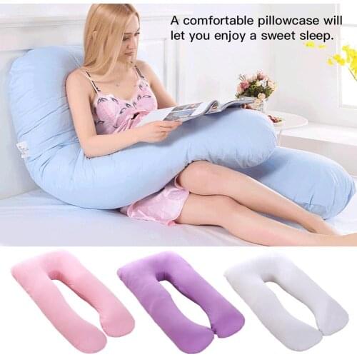 Newest Pregnant Women Pillowcase Large U-shaped Maternal Cushion Cover Multi-functional Side Sleeping Cotton Pillowcase Dropship